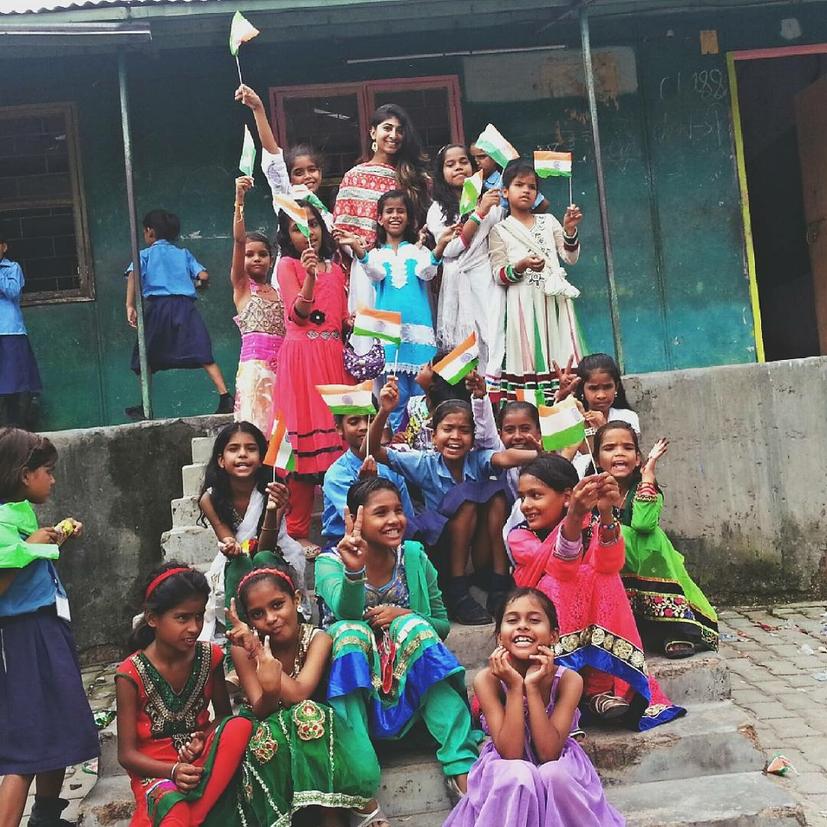 Saumya with her class in Delhi