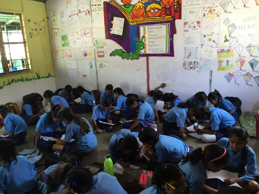 Students in class in Delhi