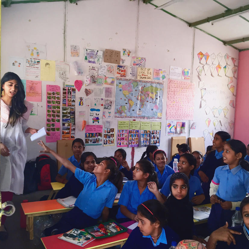 Saumya with her class in Delhi