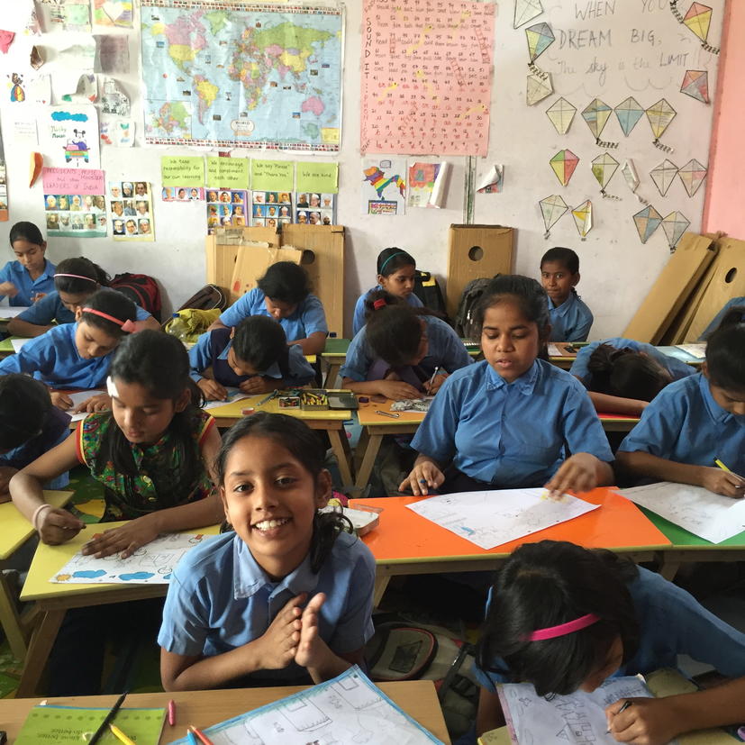 students in Delhi at their desks